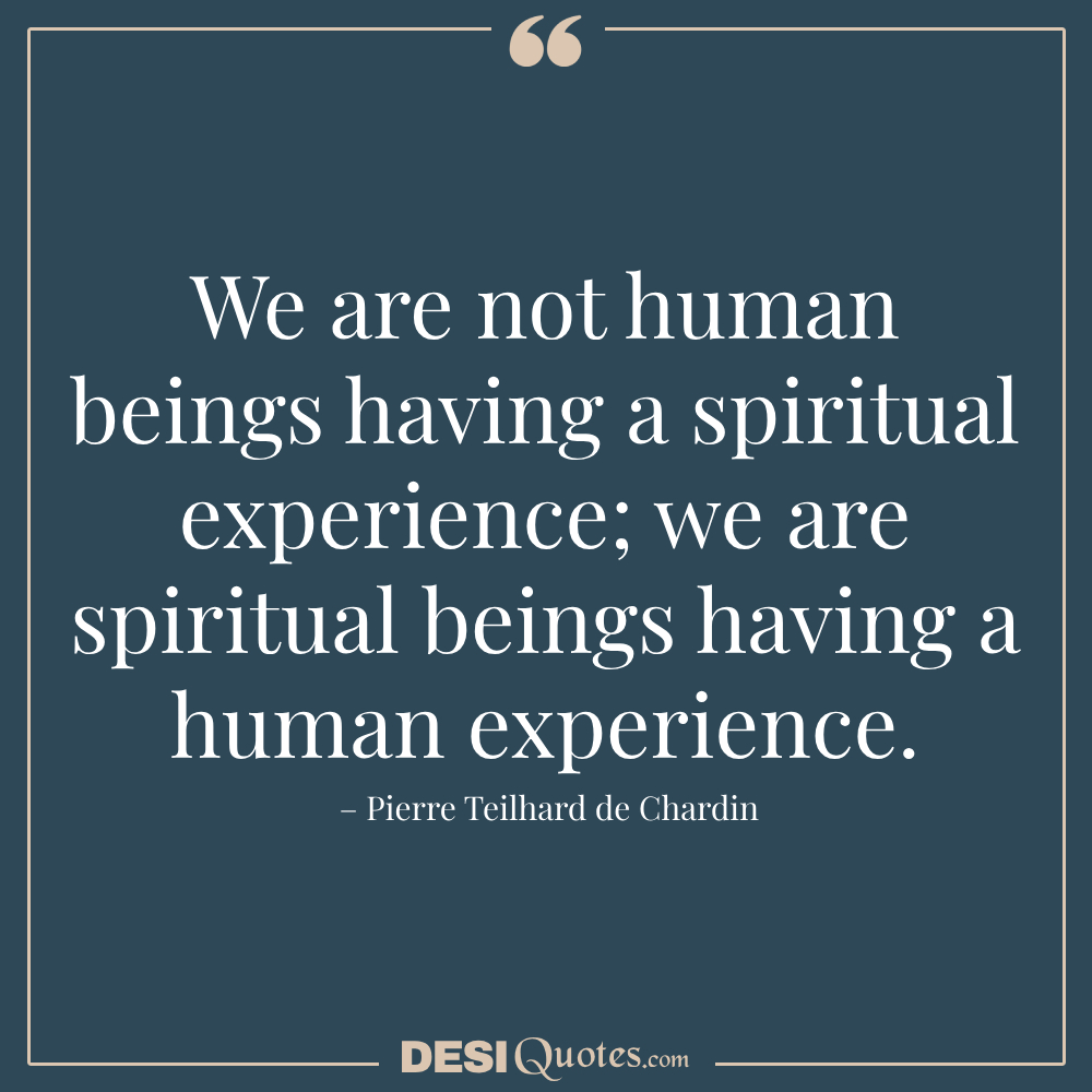 We Are Not Human Beings Having A Spiritual Experience